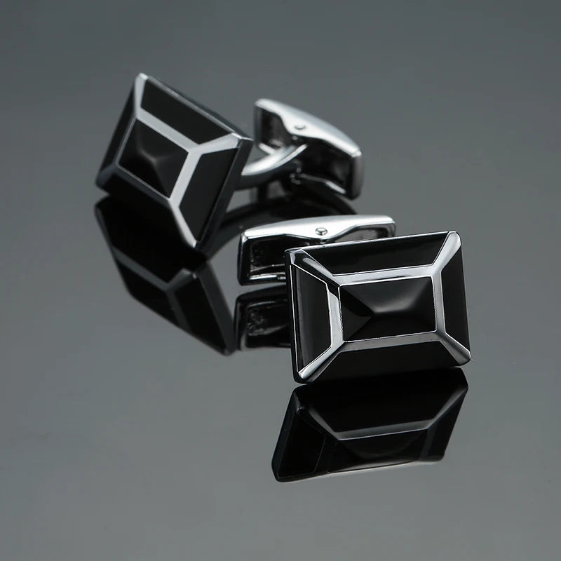 Luxury Mens Cufflinks - Classic Square Blue  Black Retro Pattern Suit Accessories - ZOOMNSTORE