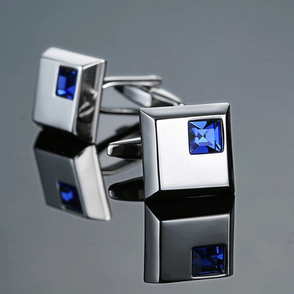 Luxury Mens Cufflinks - Round Crystal Zircon Cats Eye Stone Suit Accessories - ZOOMNSTORE
