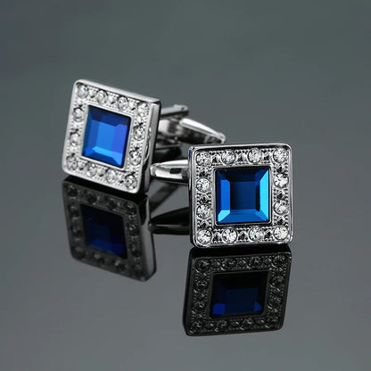 Luxury Mens Cufflinks - Round Crystal Zircon Cats Eye Stone Suit Accessories - ZOOMNSTORE