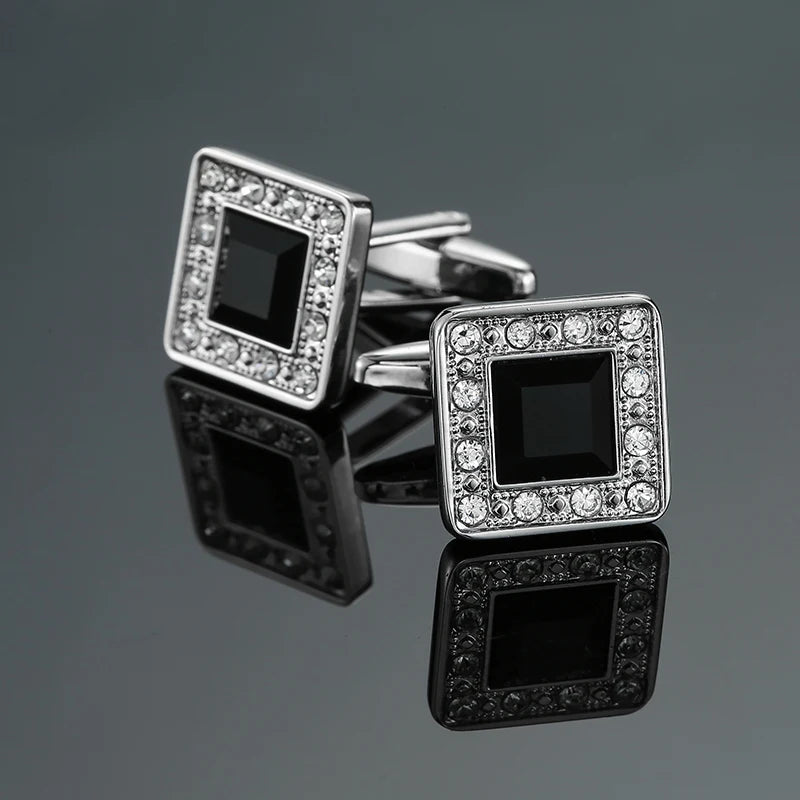 Luxury Mens Cufflinks - Round Crystal Zircon Cats Eye Stone Suit Accessories - ZOOMNSTORE