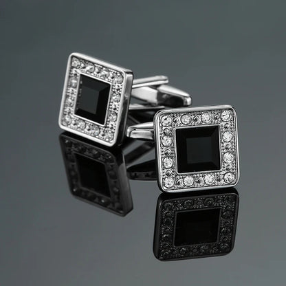 Luxury Mens Cufflinks - Round Crystal Zircon Cats Eye Stone Suit Accessories - ZOOMNSTORE