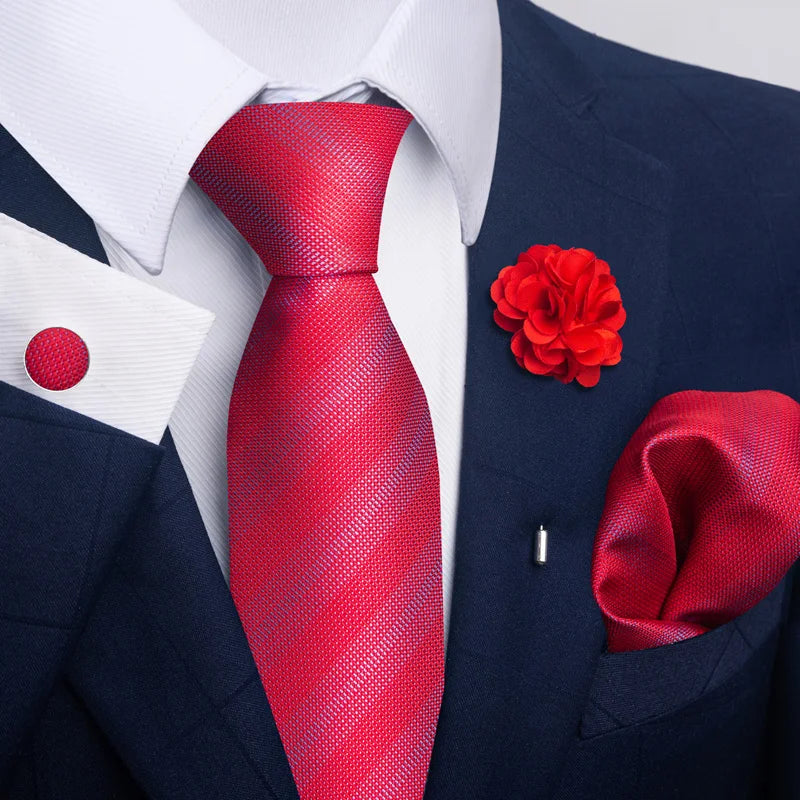 Luxury Mens Floral Black Gold Tie Set - Paisley Necktie Pocket Square Cufflinks  Brooch for Weddings and Parties - ZOOMNSTORE