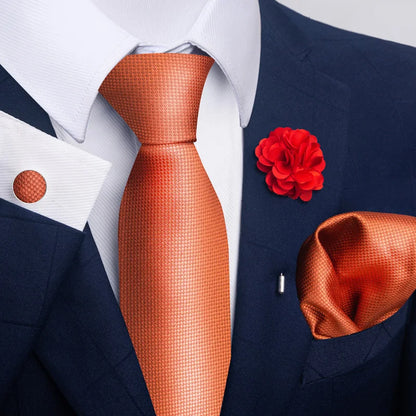 Luxury Mens Floral Black Gold Tie Set - Paisley Necktie Pocket Square Cufflinks  Brooch for Weddings and Parties - ZOOMNSTORE
