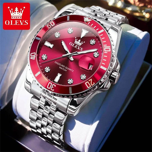 OLEVS Men's Watches Luxury Brand One-Way Timing Rotation Bezel Analog Original Quartz Watch for Men Submarine Series Wristwatch - ZOOMNSTORE