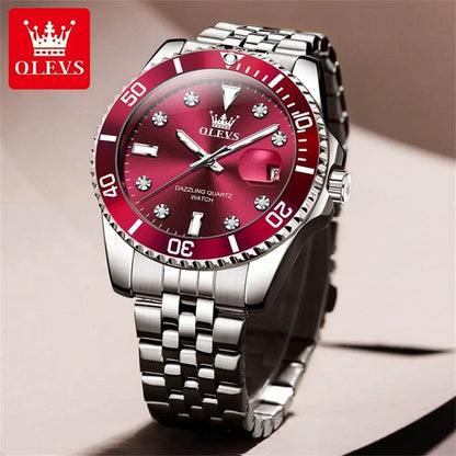 OLEVS Men's Watches Luxury Brand One-Way Timing Rotation Bezel Analog Original Quartz Watch for Men Submarine Series Wristwatch - ZOOMNSTORE