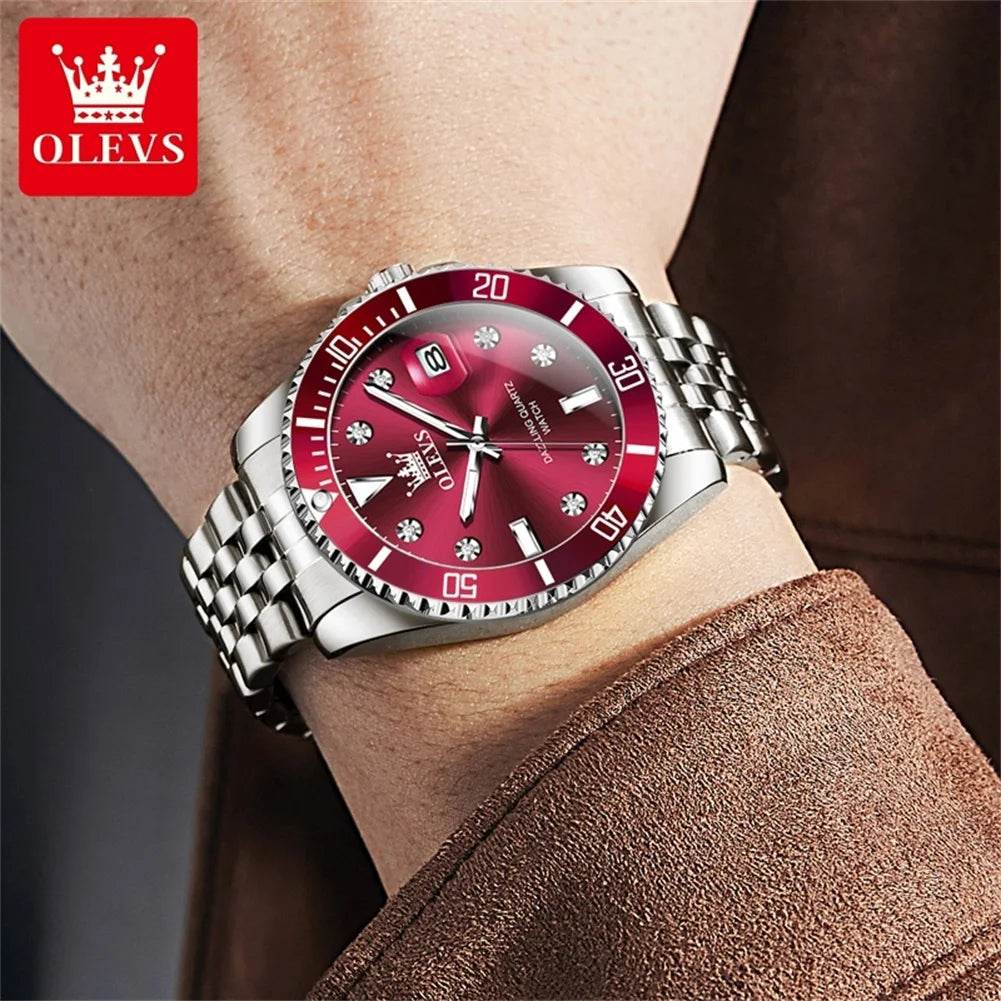 OLEVS Men's Watches Luxury Brand One-Way Timing Rotation Bezel Analog Original Quartz Watch for Men Submarine Series Wristwatch - ZOOMNSTORE