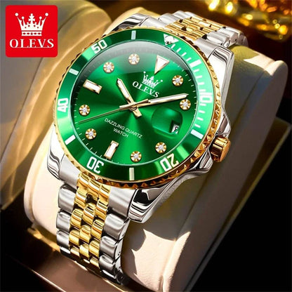 OLEVS Men's Watches Luxury Brand One-Way Timing Rotation Bezel Analog Original Quartz Watch for Men Submarine Series Wristwatch - ZOOMNSTORE