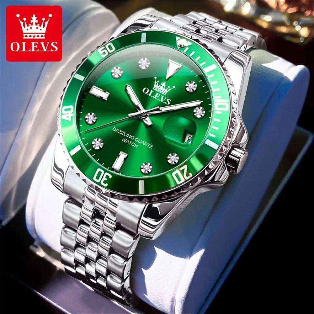 OLEVS Men's Watches Luxury Brand One-Way Timing Rotation Bezel Analog Original Quartz Watch for Men Submarine Series Wristwatch - ZOOMNSTORE