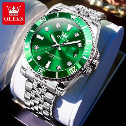 OLEVS Men's Watches Luxury Brand One-Way Timing Rotation Bezel Analog Original Quartz Watch for Men Submarine Series Wristwatch - ZOOMNSTORE