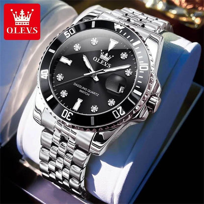 OLEVS Men's Watches Luxury Brand One-Way Timing Rotation Bezel Analog Original Quartz Watch for Men Submarine Series Wristwatch - ZOOMNSTORE