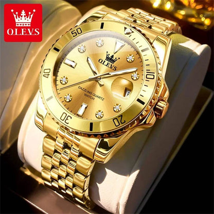 OLEVS Men's Watches Luxury Brand One-Way Timing Rotation Bezel Analog Original Quartz Watch for Men Submarine Series Wristwatch - ZOOMNSTORE