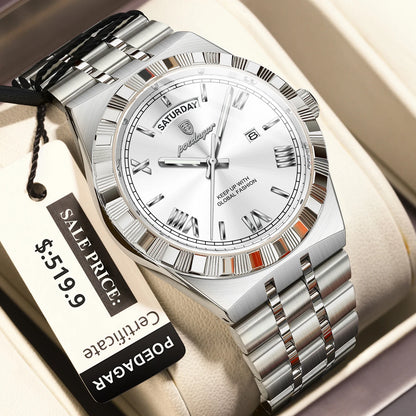 Luxury Mens Quartz Watch - Waterproof Luminous Stainless Steel Business Wristwatch - ZOOMNSTORE