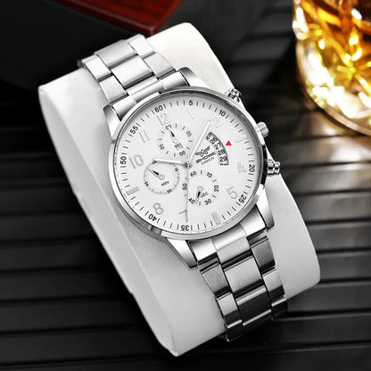 Luxury Mens Steel Belt Watch - Fashionable Business Calendar Gift - ZOOMNSTORE