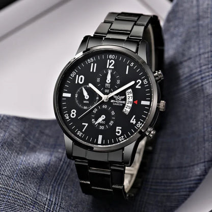 Luxury Mens Steel Belt Watch - Fashionable Business Calendar Gift - ZOOMNSTORE
