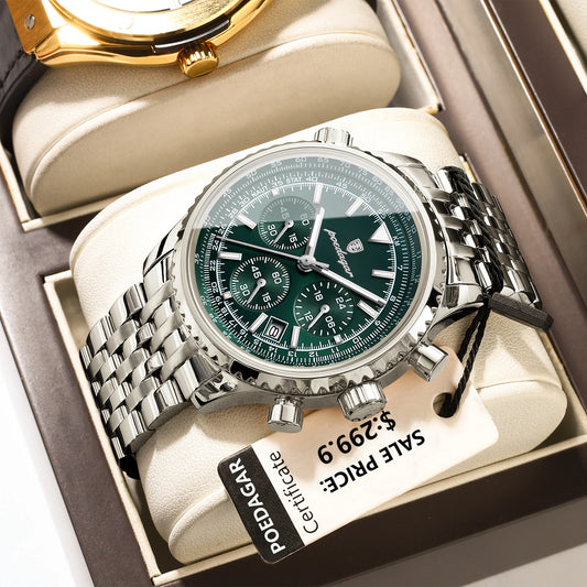 Luxury Military Mens Waterproof Chronograph Watch - Stainless Steel Quartz Timepiece - ZOOMNSTORE