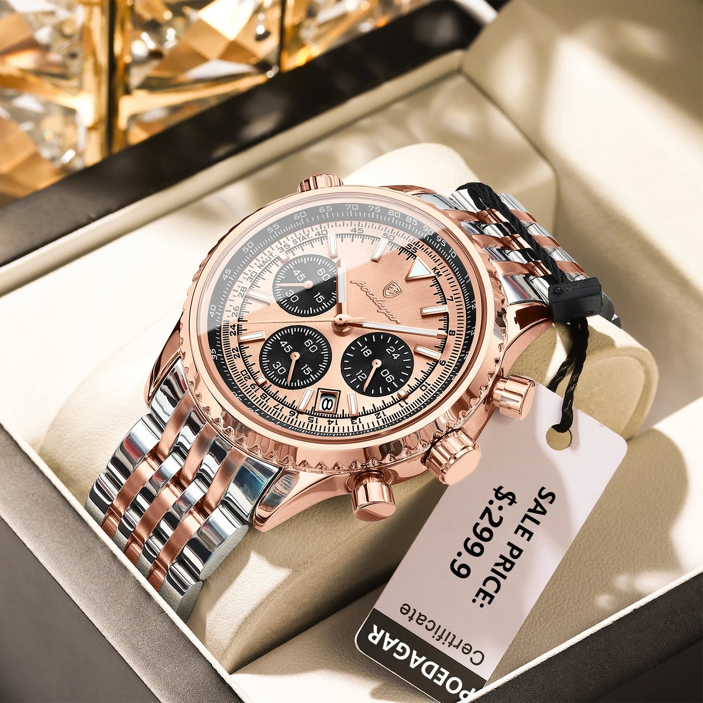 Luxury Military Mens Waterproof Chronograph Watch - Stainless Steel Quartz Timepiece - ZOOMNSTORE