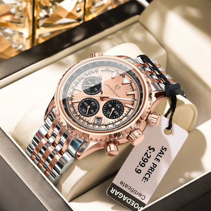 Luxury Military Mens Waterproof Chronograph Watch - Stainless Steel Quartz Timepiece - ZOOMNSTORE