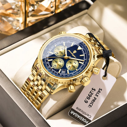 Luxury Military Mens Waterproof Chronograph Watch - Stainless Steel Quartz Timepiece - ZOOMNSTORE