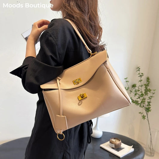 Luxury PU Leather Shoulder Bag - Large Capacity Designer Tote for Women - ZOOMNSTORE