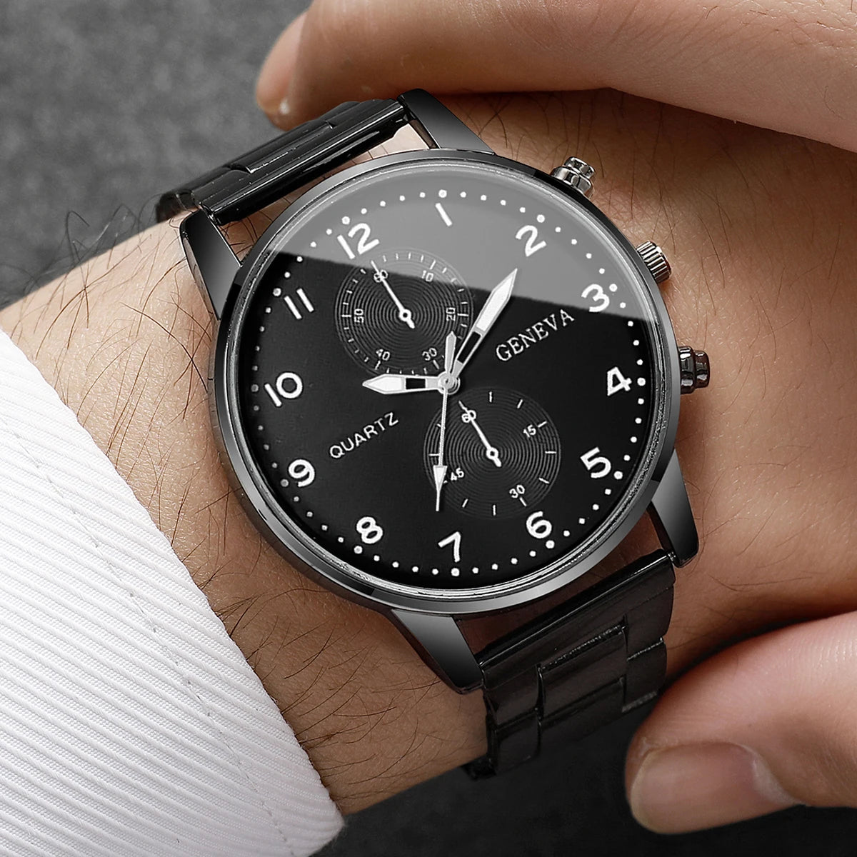 Luxury Quartz Wristwatch - Mens Business Watch With Black Dial & Roman Numerals - ZOOMNSTORE