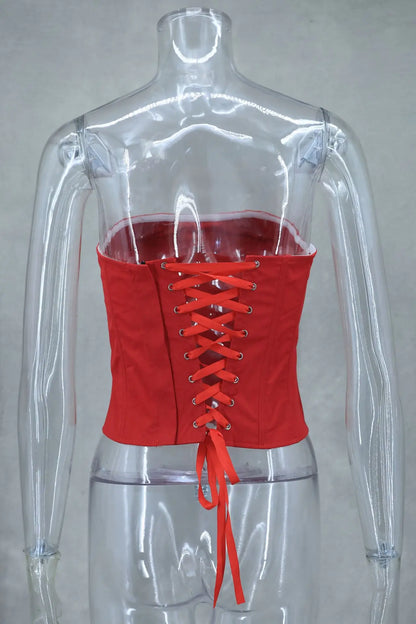 Luxury Red Strapless Cocktail Dress - Elegant Winter Party Dress 2024 - ZOOMNSTORE