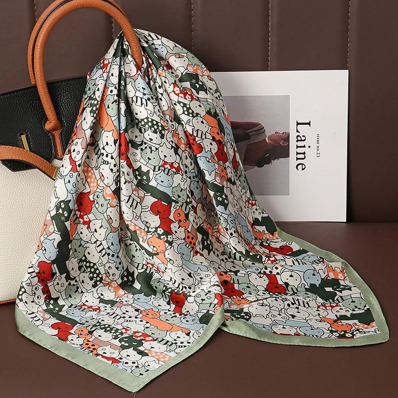 Luxury Satin Silk Scarf - Womens Fashion Shawl Hijab Neckerchief Bandana 2023 - ZOOMNSTORE