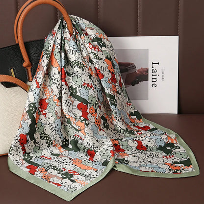 Luxury Satin Silk Scarf - Womens Fashion Shawl Hijab Neckerchief Bandana 2023 - ZOOMNSTORE