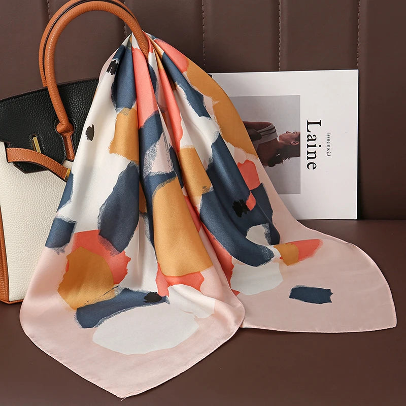 Luxury Satin Silk Scarf - Womens Fashion Shawl Hijab Neckerchief Bandana 2023 - ZOOMNSTORE