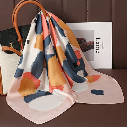 Luxury Satin Silk Scarf - Womens Fashion Shawl Hijab Neckerchief Bandana 2023 - ZOOMNSTORE