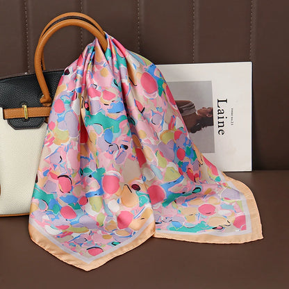 Luxury Satin Silk Scarf - Womens Fashion Shawl Hijab Neckerchief Bandana 2023 - ZOOMNSTORE