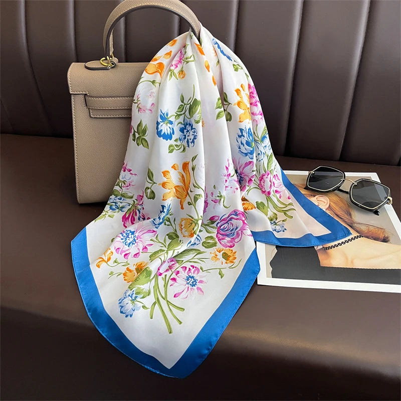 Luxury Satin Silk Scarf - Womens Fashion Shawl Hijab Neckerchief Bandana 2023 - ZOOMNSTORE