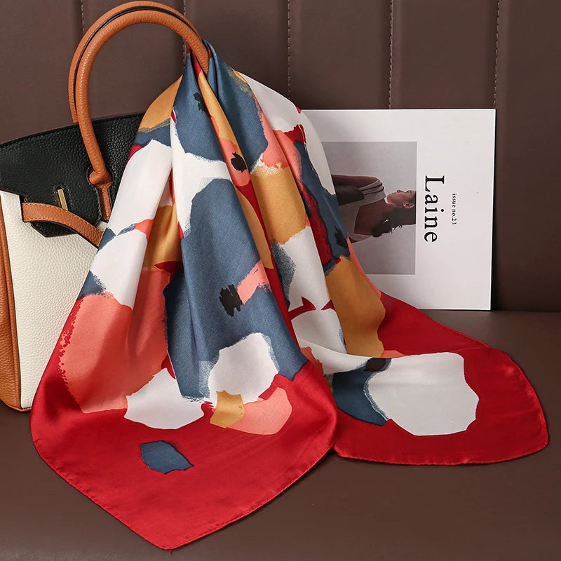 Luxury Satin Silk Scarf - Womens Fashion Shawl Hijab Neckerchief Bandana 2023 - ZOOMNSTORE