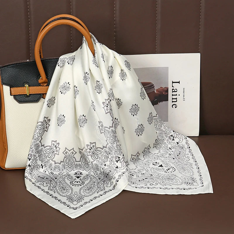 Luxury Satin Silk Scarf - Womens Fashion Shawl Hijab Neckerchief Bandana 2023 - ZOOMNSTORE