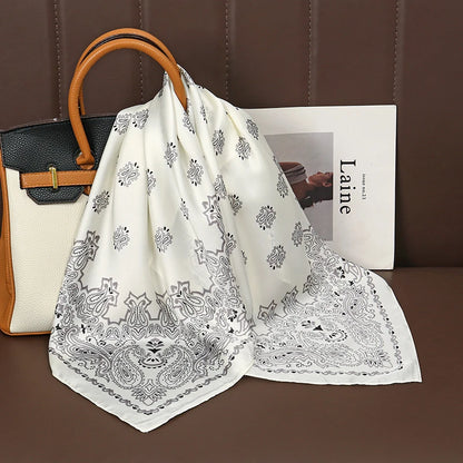 Luxury Satin Silk Scarf - Womens Fashion Shawl Hijab Neckerchief Bandana 2023 - ZOOMNSTORE