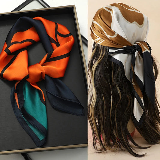 Luxury Silk Cat Print Scarf - Womens Neck Hair Tie Bandana Foulard 70cm - ZOOMNSTORE