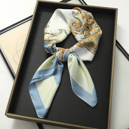 Luxury Silk Cat Print Scarf - Womens Neck Hair Tie Bandana Foulard 70cm - ZOOMNSTORE