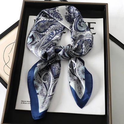 Luxury Silk Cat Print Scarf - Womens Neck Hair Tie Bandana Foulard 70cm - ZOOMNSTORE