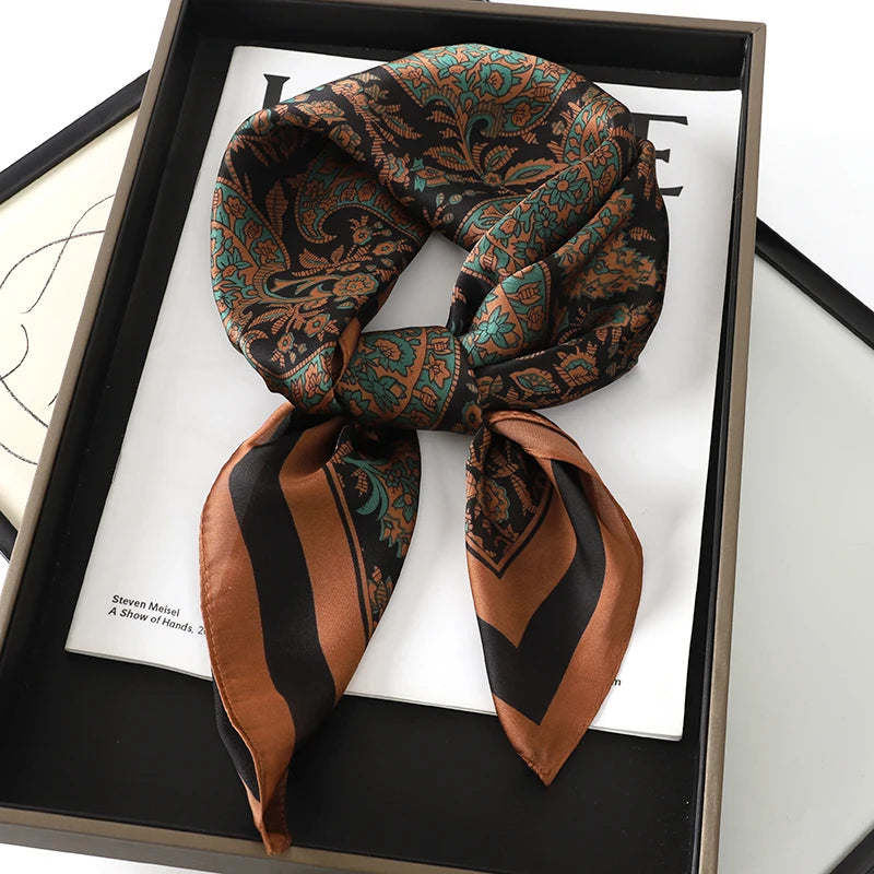 Luxury Silk Cat Print Scarf - Womens Neck Hair Tie Bandana Foulard 70cm - ZOOMNSTORE