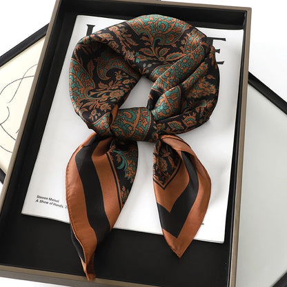Luxury Silk Cat Print Scarf - Womens Neck Hair Tie Bandana Foulard 70cm - ZOOMNSTORE