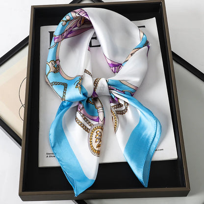 Luxury Silk Cat Print Scarf - Womens Neck Hair Tie Bandana Foulard 70cm - ZOOMNSTORE