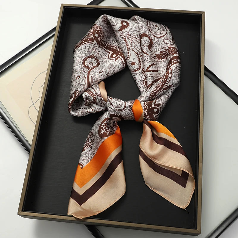 Luxury Silk Cat Print Scarf - Womens Neck Hair Tie Bandana Foulard 70cm - ZOOMNSTORE