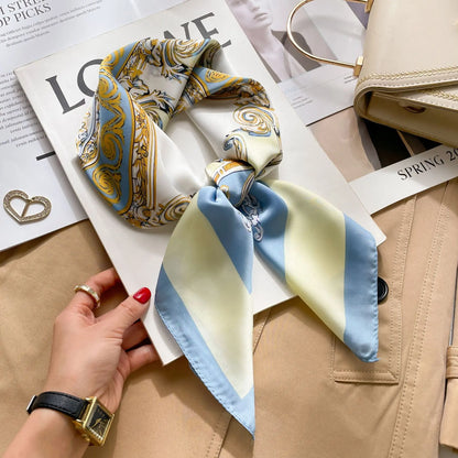 Luxury Silk Cat Print Scarf - Womens Neck Hair Tie Bandana Foulard 70cm - ZOOMNSTORE