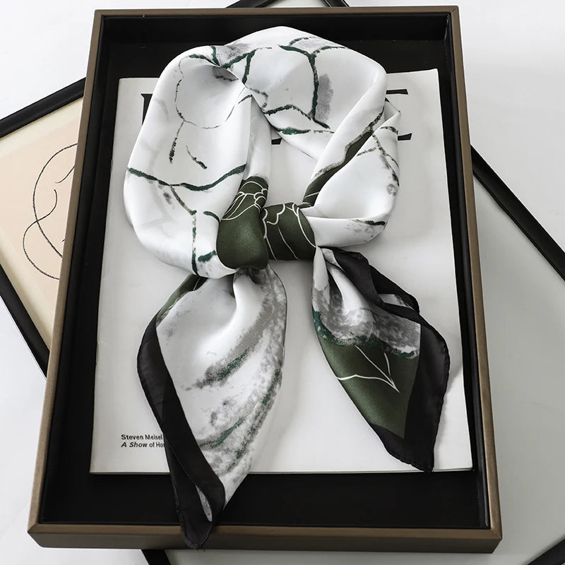 Luxury Silk Cat Print Scarf - Womens Neck Hair Tie Bandana Foulard 70cm - ZOOMNSTORE