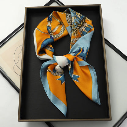 Luxury Silk Cat Print Scarf - Womens Neck Hair Tie Bandana Foulard 70cm - ZOOMNSTORE