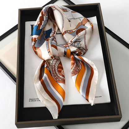 Luxury Silk Cat Print Scarf - Womens Neck Hair Tie Bandana Foulard 70cm - ZOOMNSTORE