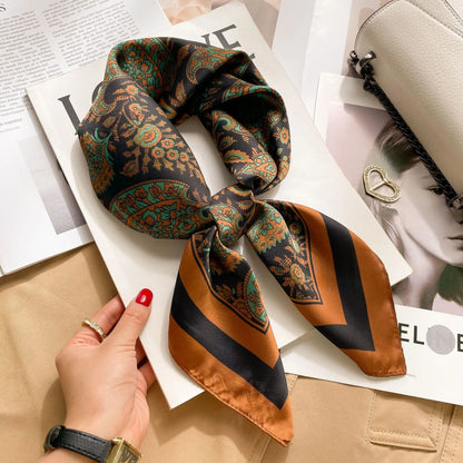 Luxury Silk Cat Print Scarf - Womens Neck Hair Tie Bandana Foulard 70cm - ZOOMNSTORE