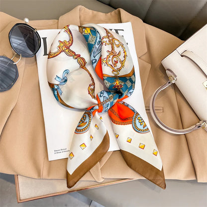 Luxury Silk Head Scarf - Soft Summer Foulard Bandana for Women - ZOOMNSTORE