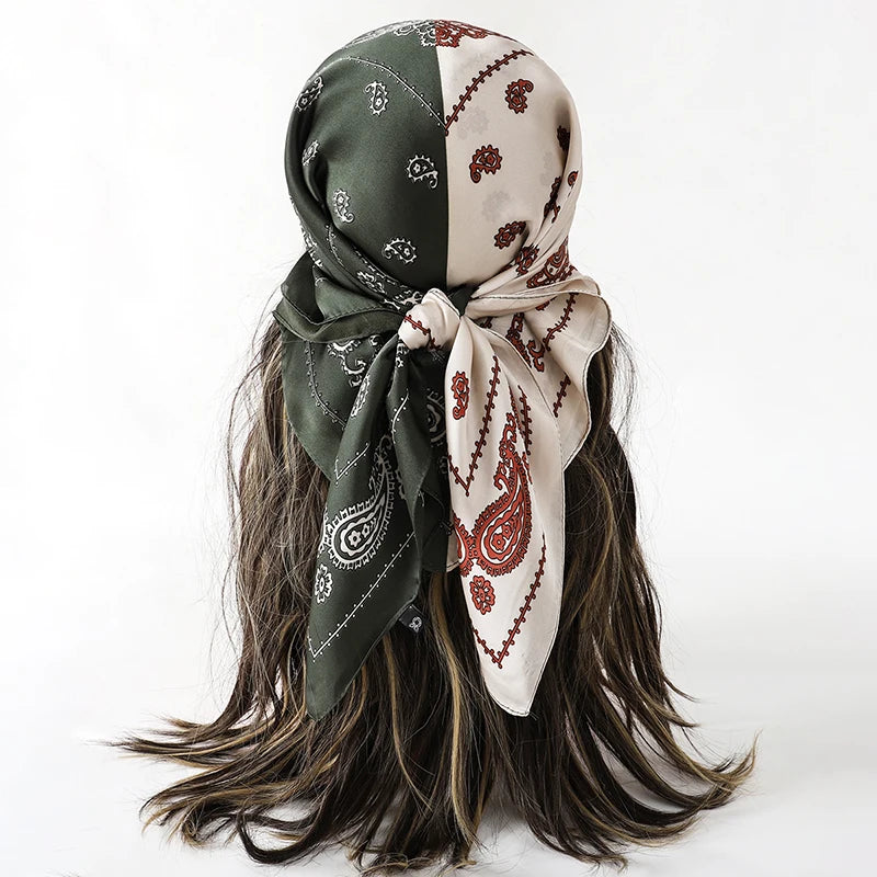 Luxury Silk Head Scarf - Soft Summer Foulard Bandana for Women - ZOOMNSTORE