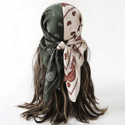 Luxury Silk Head Scarf - Soft Summer Foulard Bandana for Women - ZOOMNSTORE