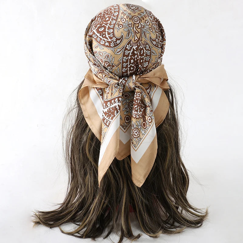 Luxury Silk Head Scarf - Soft Summer Foulard Bandana for Women - ZOOMNSTORE